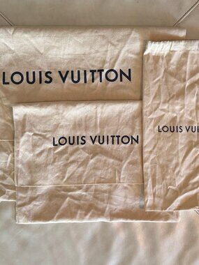 3 Authentic Louis Vuitton Dust Bags Cotton Foldover Drawstring